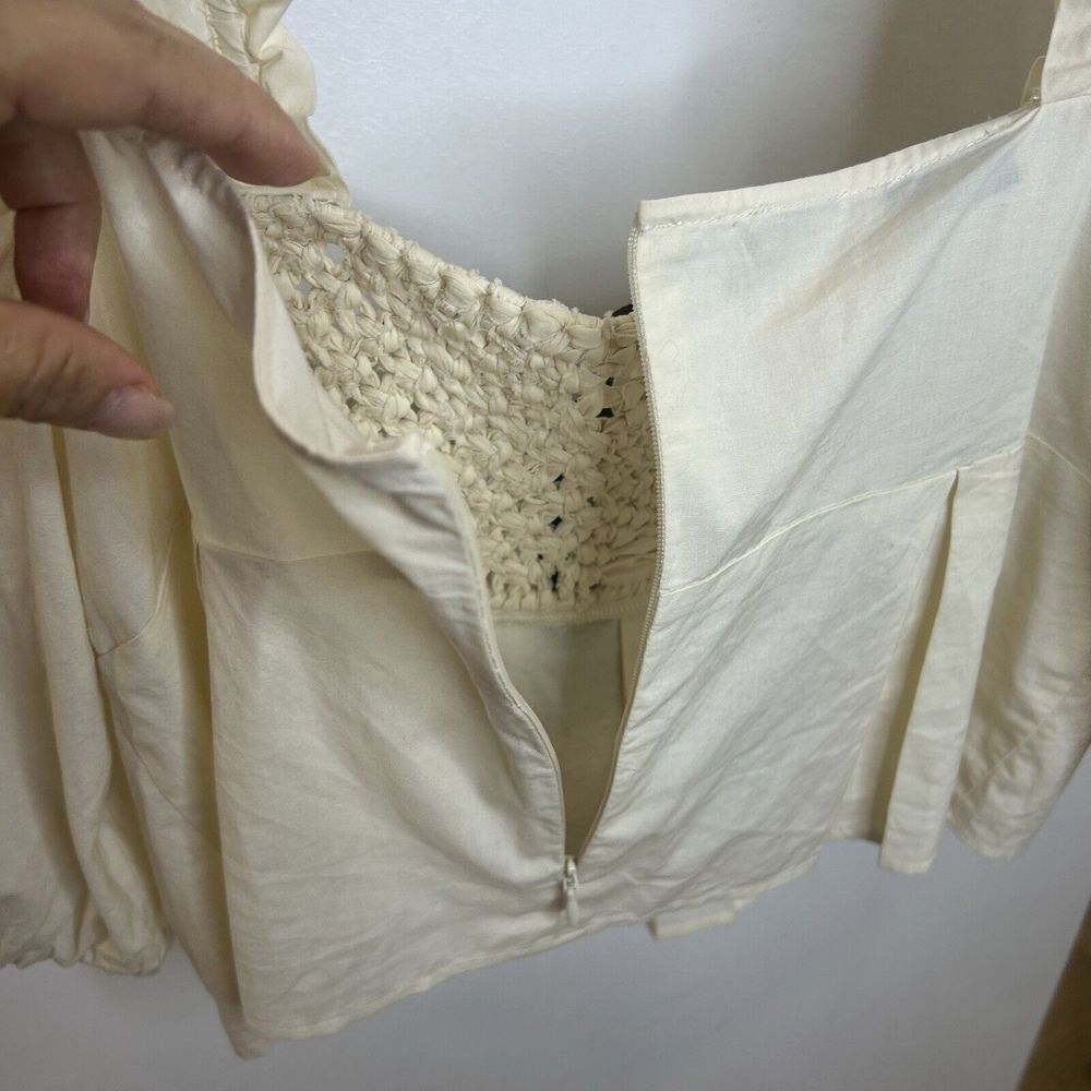 New!!PINKO Crop Top‎ Size 8 Ivory Color 100% Cotton - Picture 9 of 13